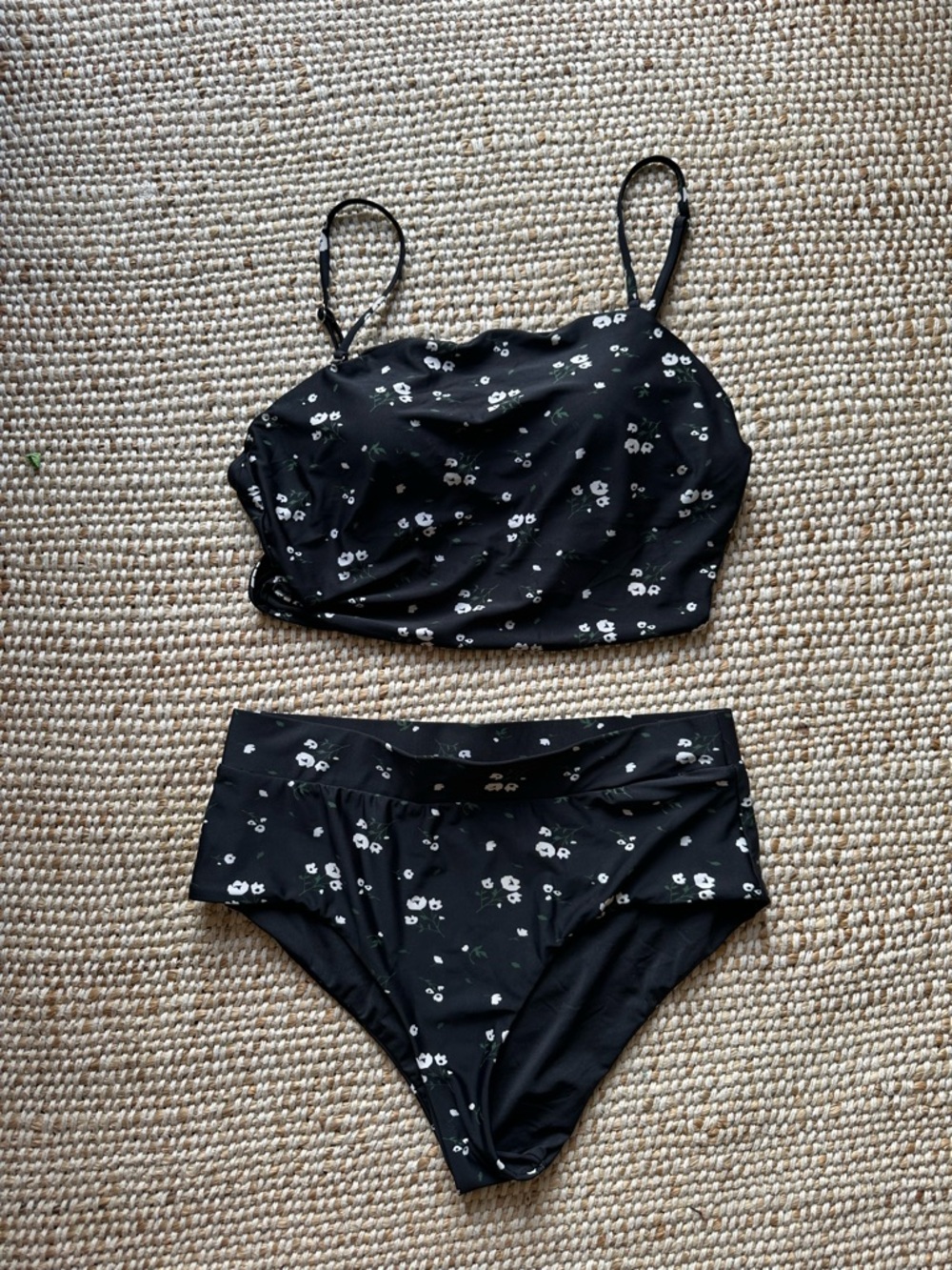 Geode Women’s Black Floral High-Waist Bikini Set